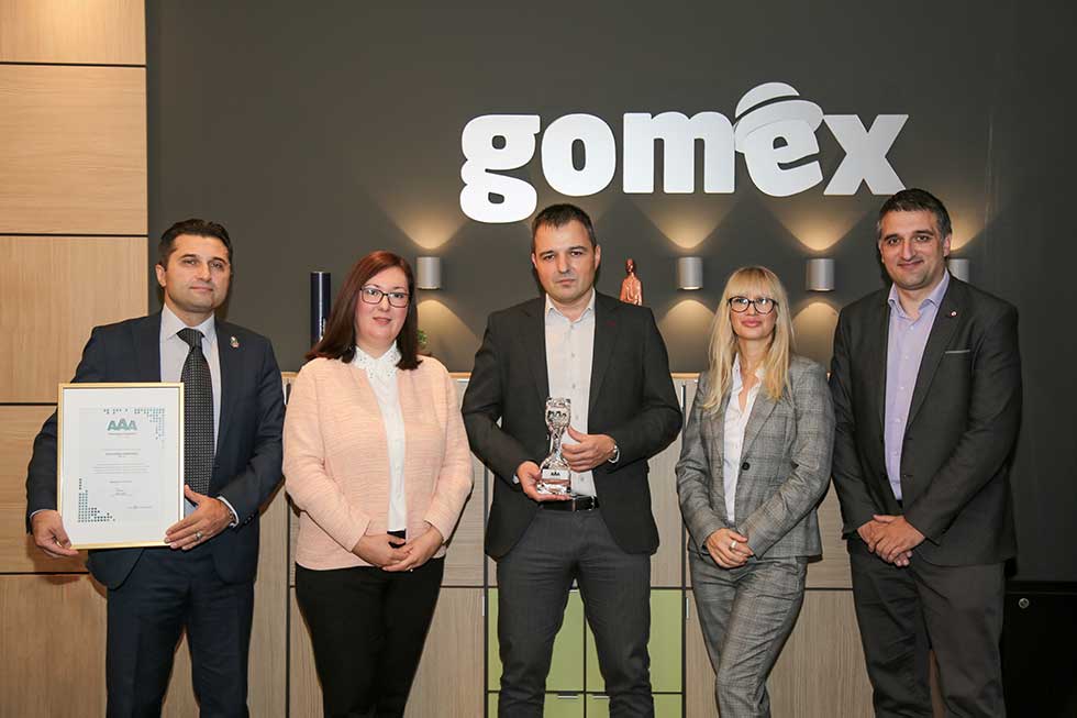 Kompaniji „Gomex“ dodeljen platinasti sertifikat AAA za poslovnu izvrsnost