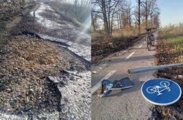 FOTO: Uništena biciklistička staza između Zrenjanina i Ečke
