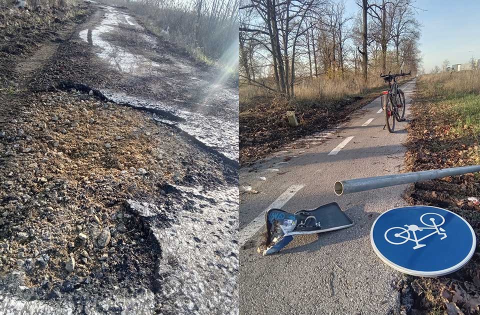 FOTO: Uništena biciklistička staza između Zrenjanina i Ečke FOTO: Uništena biciklistička staza između Zrenjanina i Ečke