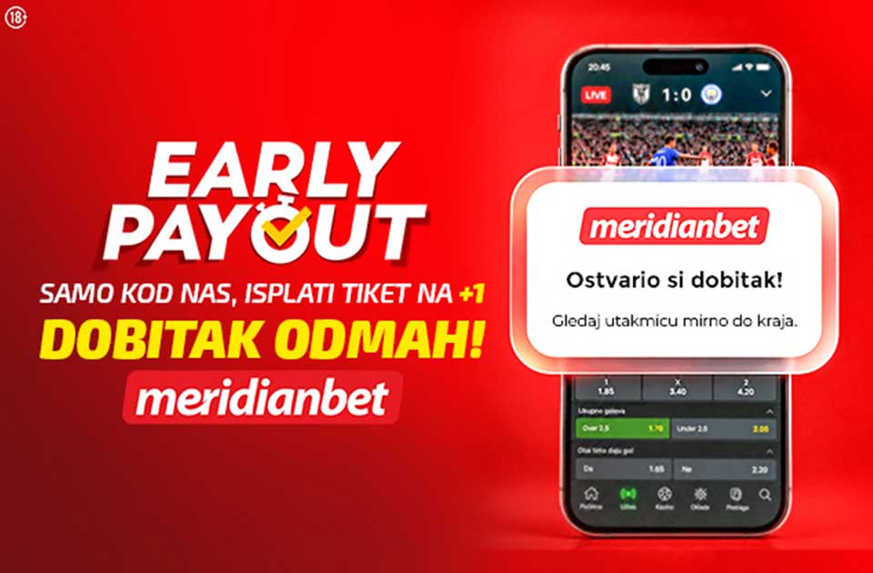 NOVO, NOVO, NOVO! Samo u Meridianu – isplati tiket već na 1:0! NOVO, NOVO, NOVO! Samo u Meridianu – isplati tiket već na 1:0!