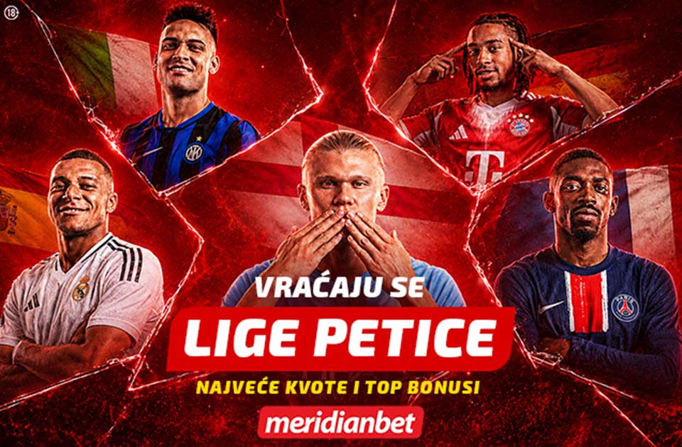 FUDBALSKI SPEKTAKL MOŽE DA POČNE: Stižu Lige petice, a Meridian donosi šampionske kvote i bonuse za novu sezonu! FUDBALSKI SPEKTAKL MOŽE DA POČNE: Stižu Lige petice, a Meridian donosi šampionske kvote i bonuse za novu sezonu!